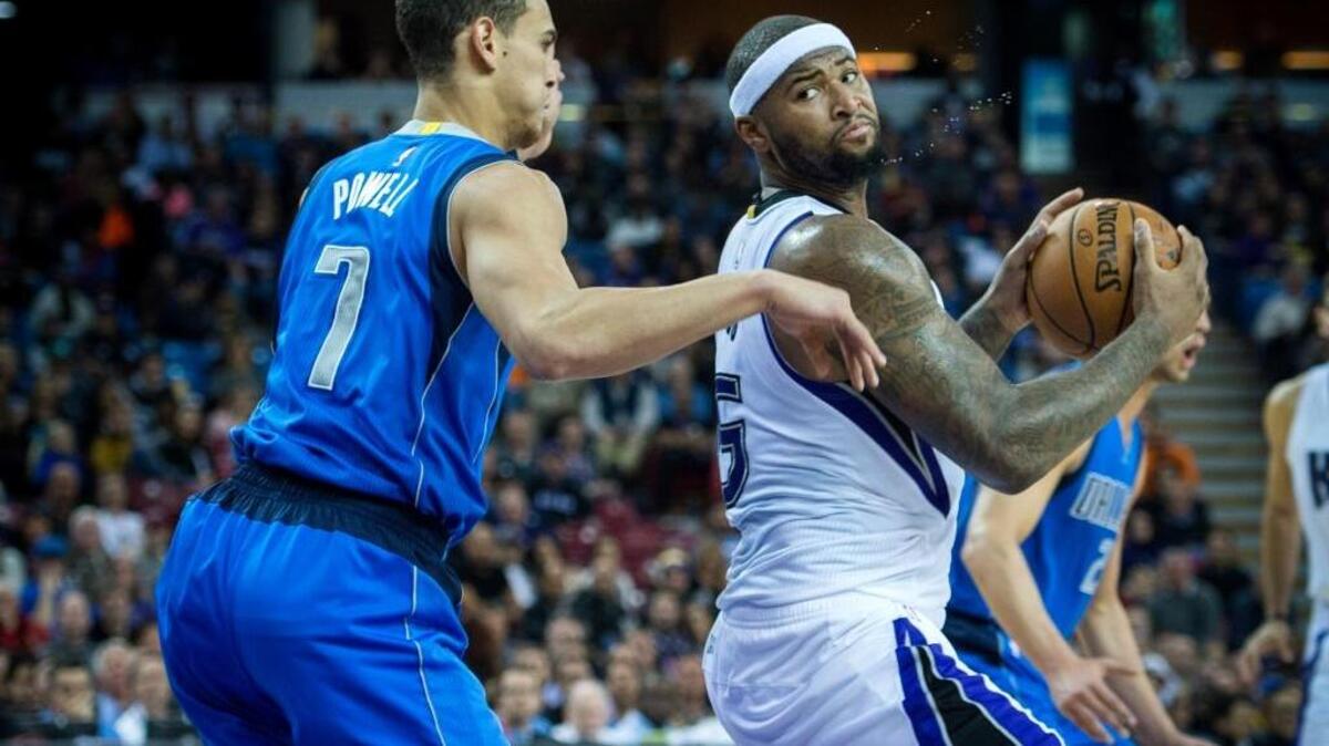 Sacramento Kings forward DeMarcus Cousins (15) prepares to go to the basket against the Dallas Mavericks forward Dwight Powell during an NBA game on Monday, Nov. 30. 2015 at Sleep Train Arena in Sacramento. Cousins scored a game-high 30 points, and the Kings won their only game of last week, 112-98.