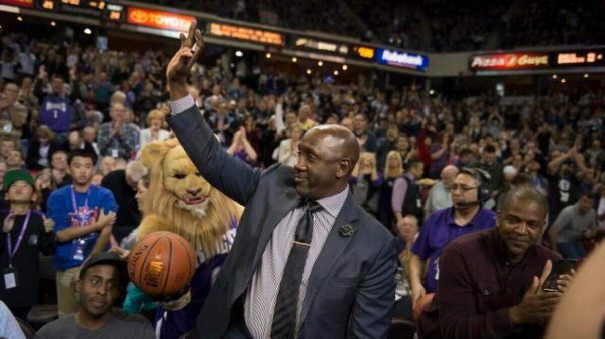 Former Sacramento King Bobby Jackson is introduced during Friday evenings game, between the Sacramento Kings and San Antonio Spurs at Sleep Train Arena in Sacramento, California on February 27, 2015