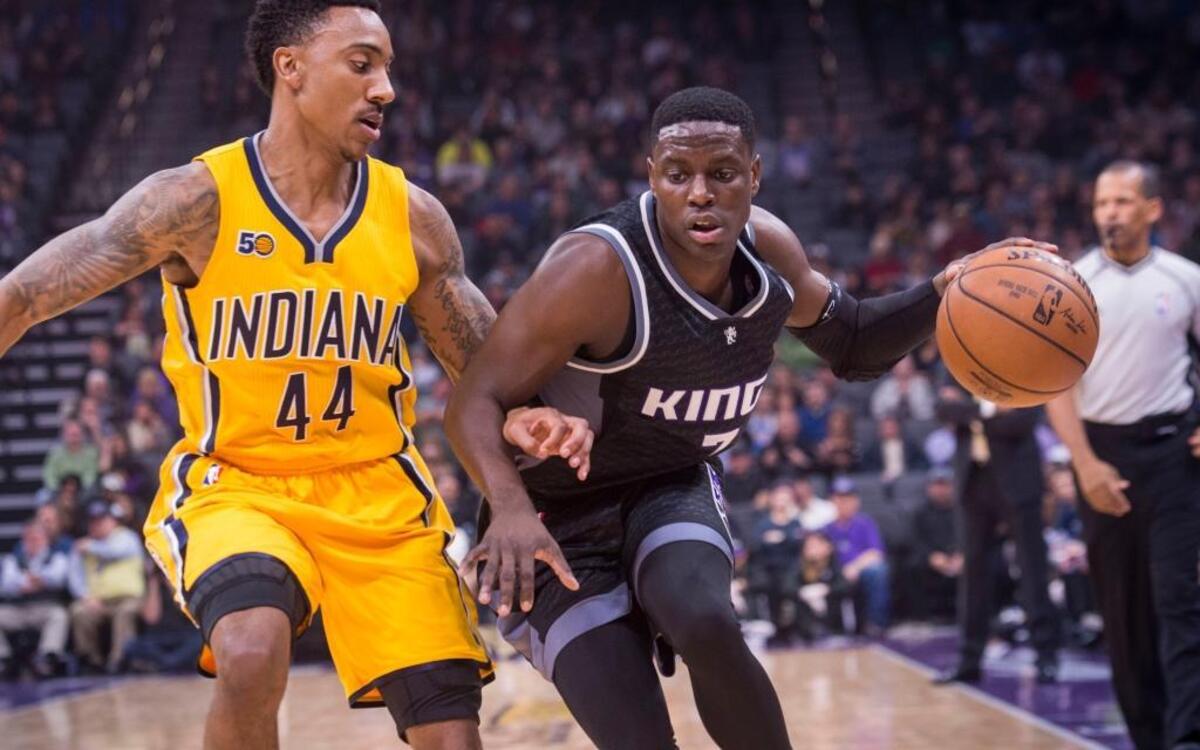 Kings guard Darren Collison looks to drive against Indiana Pacers guard Jeff Teague during their game at Golden 1 Center on Jan. 18.