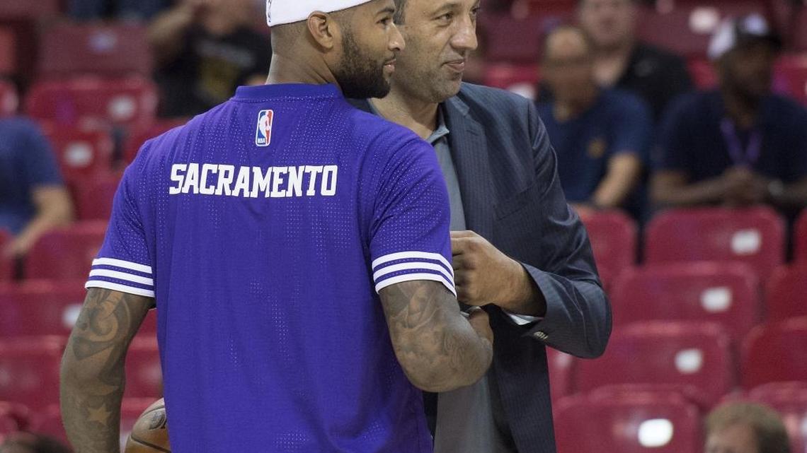The new Sacramento Bee Kings Daily newsletter is the best way to follow news and analysis on the Sacramento Kings and the arena. Here, DeMarcus Cousins greets Vlade Divac before the game against the Trail Blazers at Sleep Train Arena in Sacramento on Saturday, October 10, 2015.