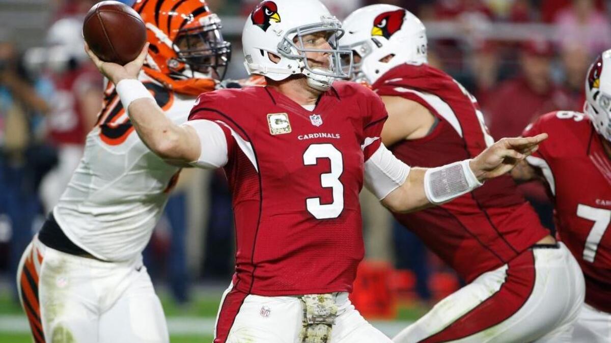 Arizona Cardinals quarterback Carson Palmer throws against the Cincinnati Bengals during an NFL football game, Sunday, Nov. 22, 2015, in Glendale, Ariz. Palmer threw for a Week 11-high 317 yards.