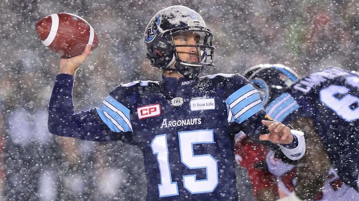 Toronto Argonauts quarterback Ricky Ray passes against the Calgary Stampeders during the 105th Grey Cup on Sunday in Ottawa.