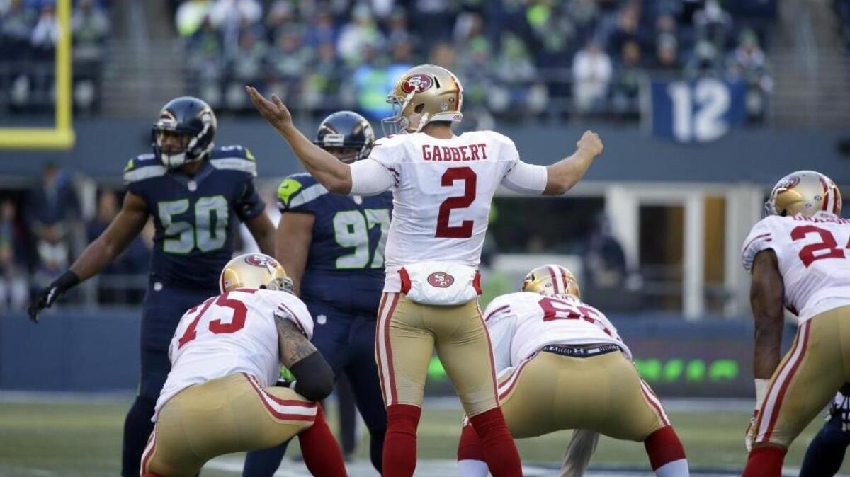 Quarterback Blaine Gabbert (2) hopes to get the San Francisco 49ers a victory when they play the Arizona Carddals at Levi’s Stadium on Sunday, Nov. 29, 2015.