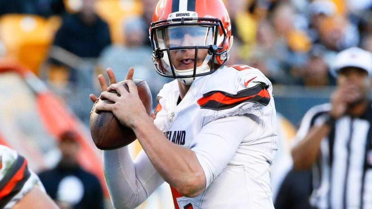 In this Nov. 15, 2015, file photo, Cleveland Browns quarterback Johnny Manziel (2) plays during an NFL football game against the Pittsburgh Steelers, in Pittsburgh.