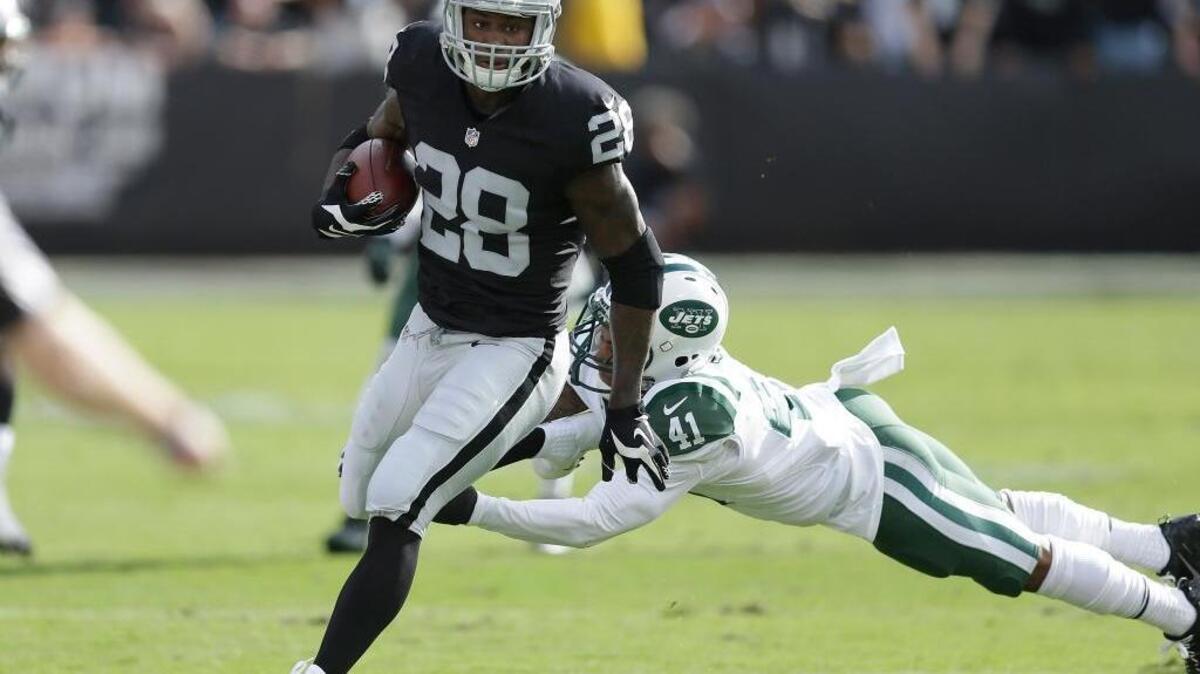 Raiders running back Latavius Murray says his team isn’t about to rest on its early-season success. “We want to continue doing what we’re doing,” he said. Murray rushes for positive yardage during an NFL football game against the New York Jets in Oakland, Sunday, Nov. 1, 2015.