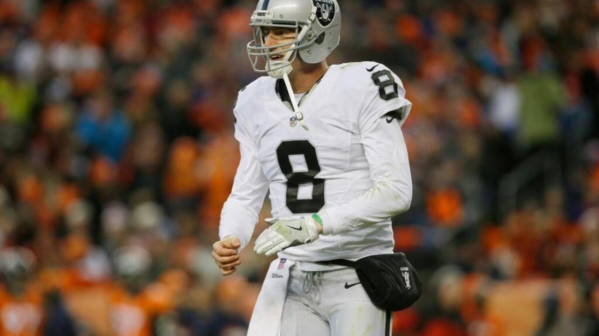 Connor Cook was 14 for 21 with one interception during the Raiders’ loss Sunday in Denver.