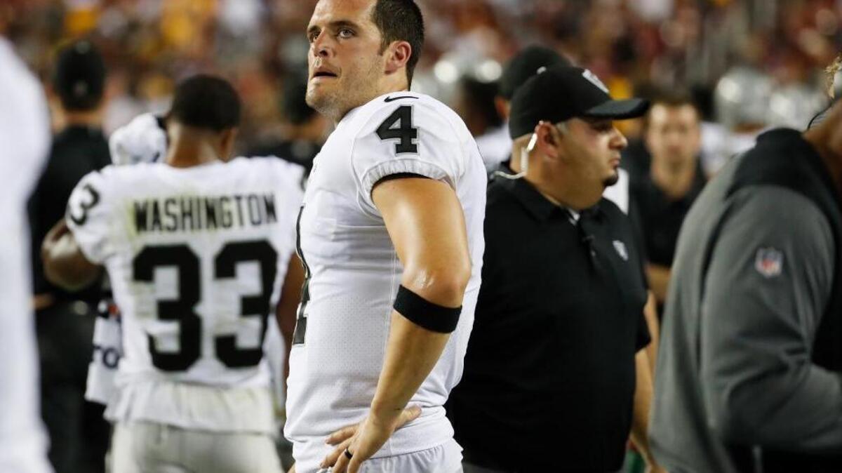 It was a rough night for Derek Carr and the Raiders on Sunday.