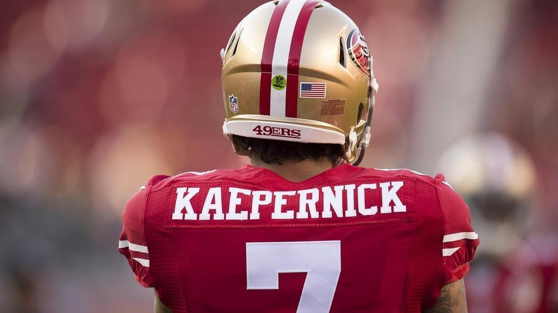 San Francisco quarterback Colin Kaepernick (7) warms up for his first preseason game this year at Levi’s Stadium on Friday in Santa Clara. He was 2 for 6 for 14 yards in the first half.
