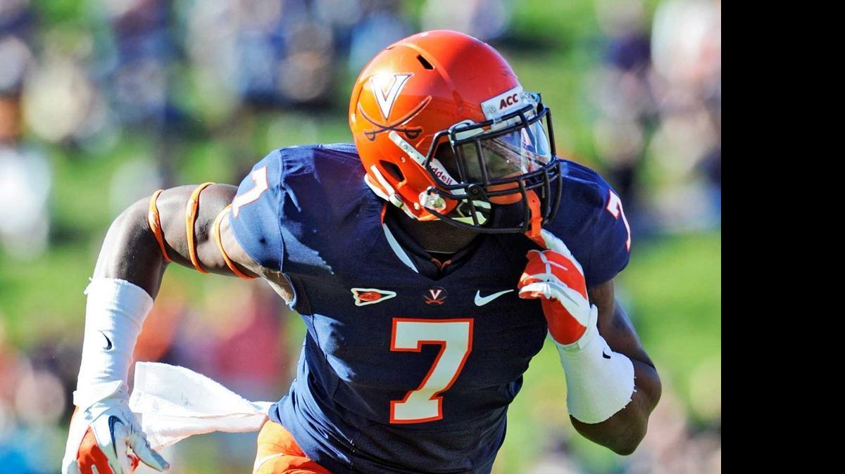 
Third-round pick Eli Harold played defensive end at Virginia. He’ll transition to outside linebacker with the 49ers.

