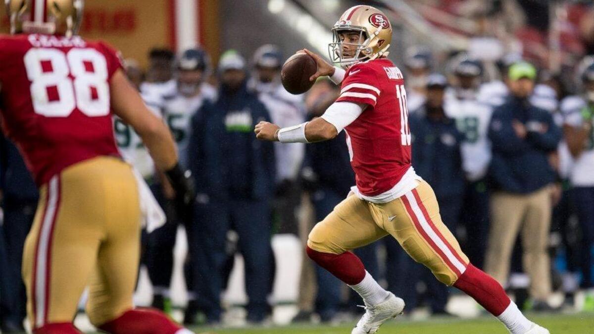 Some of Jimmy Garoppolo’s best plays with the 49ers this season have been improvised.
