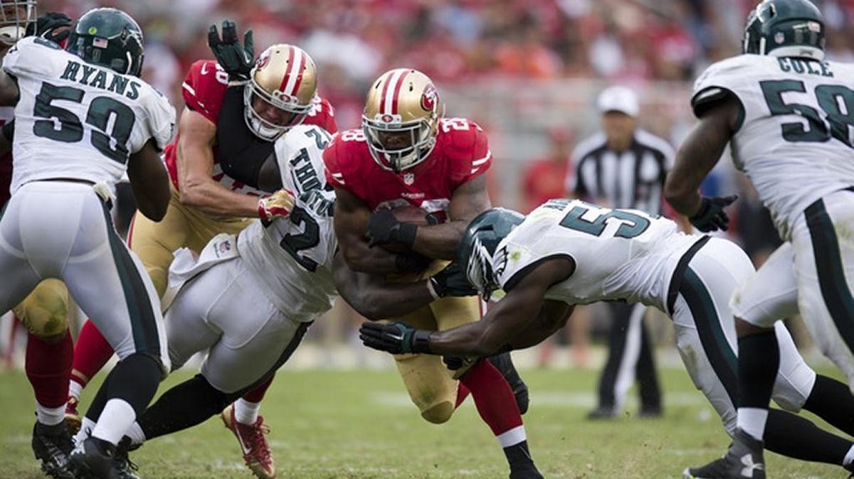 49ers running back will continue to plow ahead this season despite what he described as a stress fracture in his left foot.