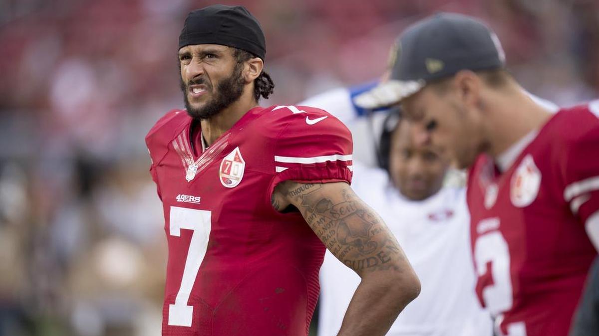San Francisco 49ers quarterback Colin Kaepernick (7) on the sidelines in the fourth quarter during a game against the New Orleans Saints at Levi's Stadium on Sunday November 6, 2016 in Santa Clara.