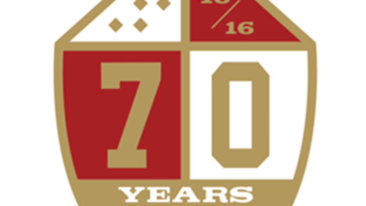 The 49ers will wear a patch on their uniforms that highlights their 70th season.
