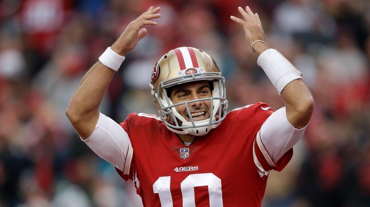 Jimmy Garoppolo threw two touchdowns in the second half to help the 49ers beat the playoff-bound Jacksonville Jaguars 44-33 on Sunday at Levi’s Stadium.