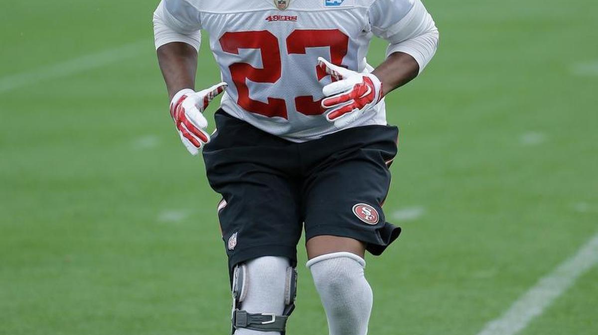 San Francisco 49ers' Will Redmond practices during NFL football rookie camp football Santa Clara, Calif., Saturday, May 7, 2016.