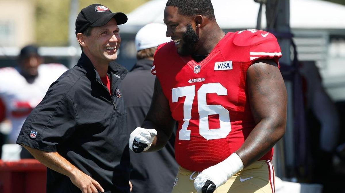 Tackle Anthony Davis may be back next season, but general manager Trent Baalke still must concentrate on improving the 49ers’ offensive line.