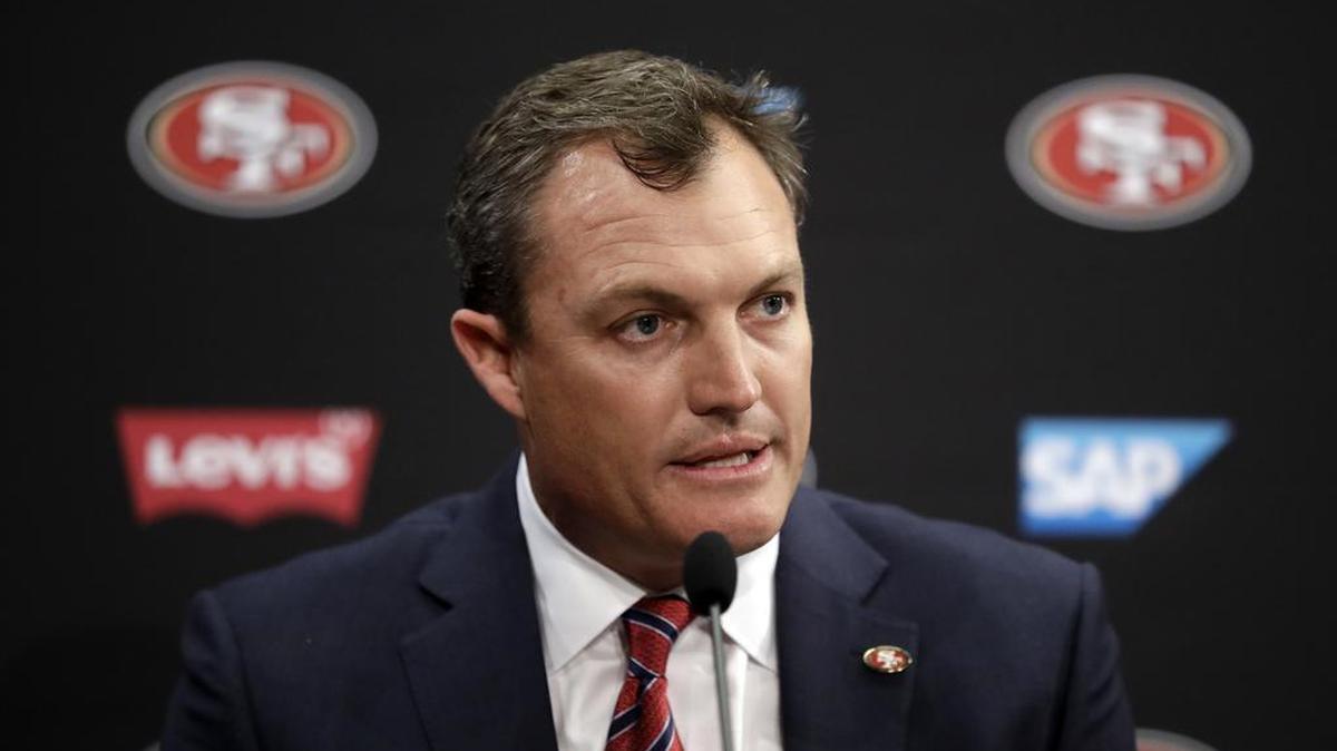 San Francisco 49ers general manager John Lynch during an NFL football press conference Thursday, Feb. 9, 2017, in Santa Clara, Calif.