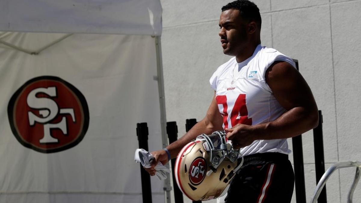 San Francisco 49ers defensive lineman Solomon Thomas during training camp Friday in Santa Clara.