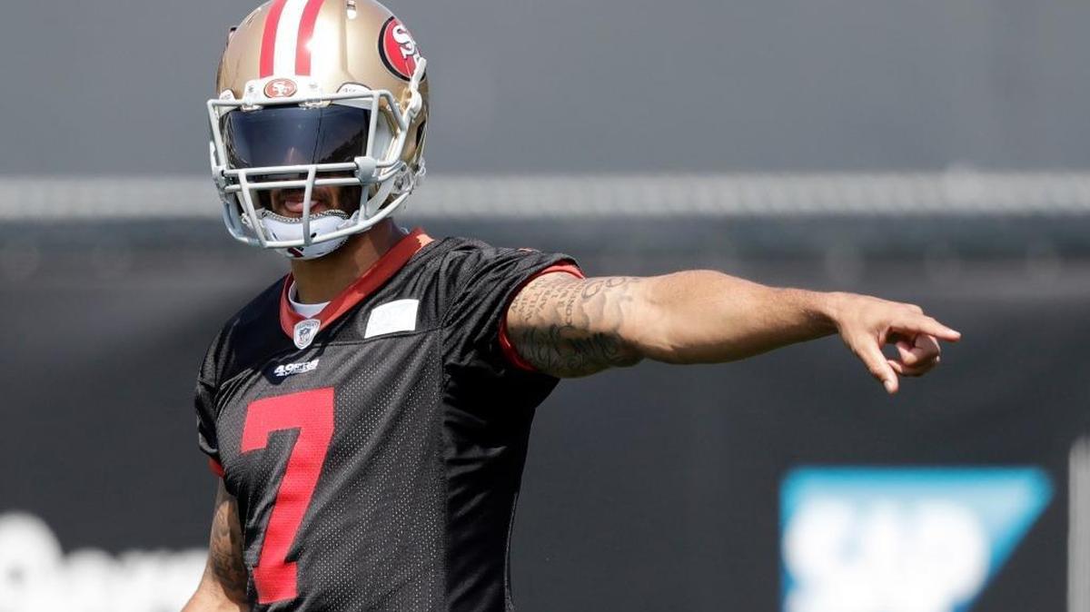 San Francisco 49ers quarterback Colin Kaepernick during NFL football training camp Sunday, July 31, 2016, in Santa Clara, Calif.