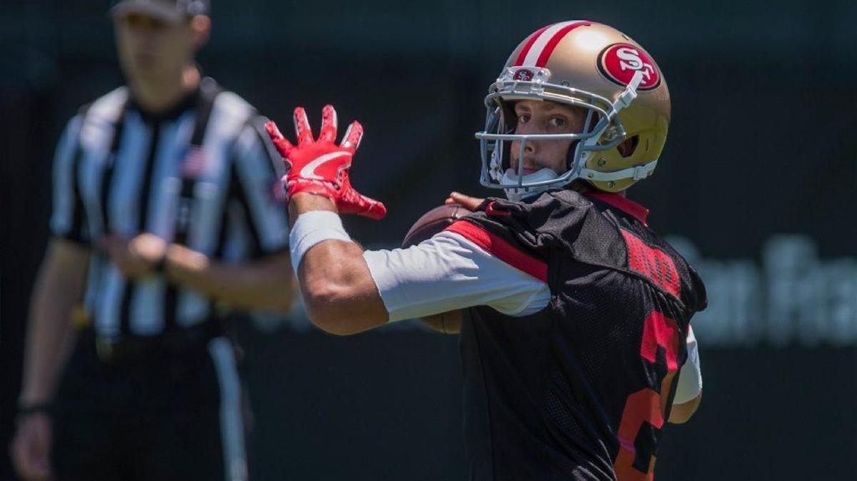Brian Hoyer’s deep pass to Marquise Goodwin was the highlight of the 49ers’ first minicamp practice.