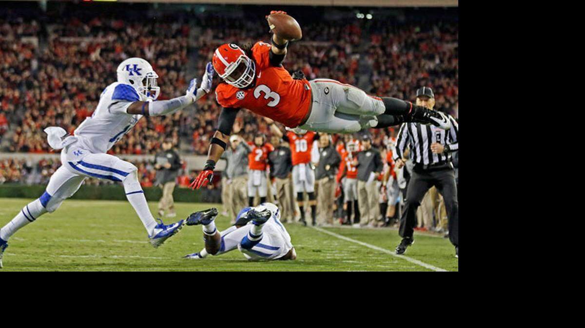 
Georgia running back Todd Gurley is still flying high in the run up to the draft despite an ACL injury suffered in November.
