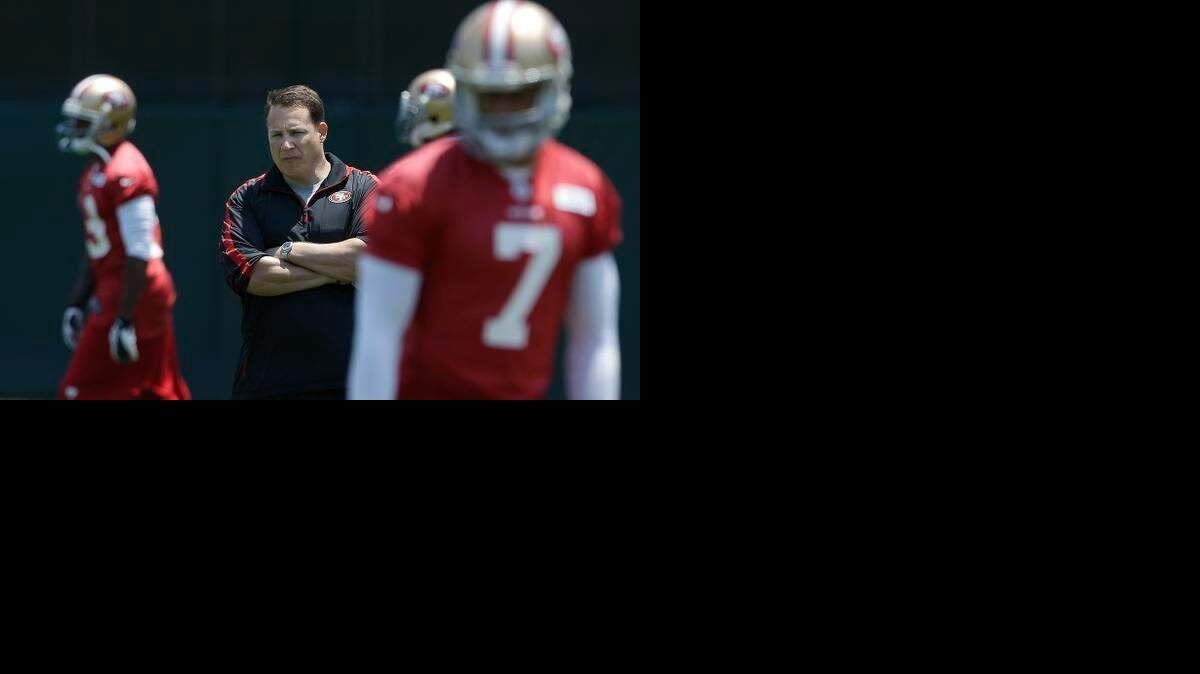 
Eric Mangini moves from tight ends coach to defensive coordinator for the 49ers.
