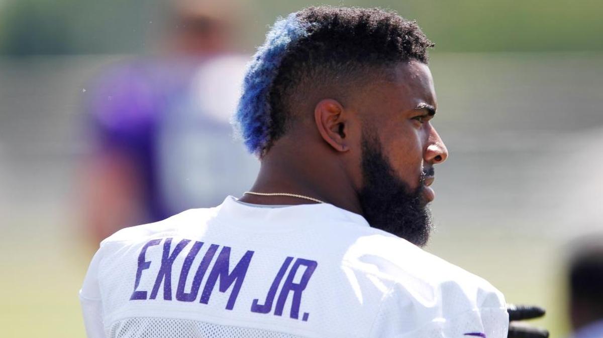 Minnesota Vikings cornerback Antone Exum (32) during the team's NFL football training camp at Mankato State University in Mankato, Minn. on Saturday, July, 30, 2016.