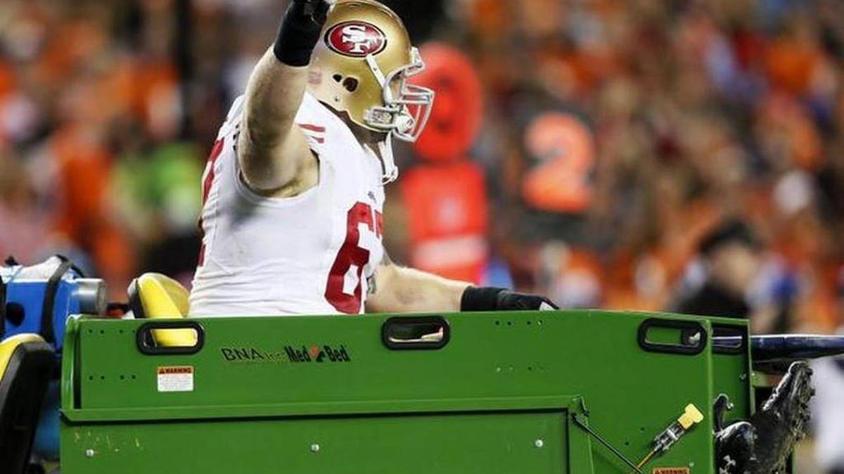 49ers center Daniel Kilgore is on track to begin practicing with the team this month after suffering a broken leg last season.