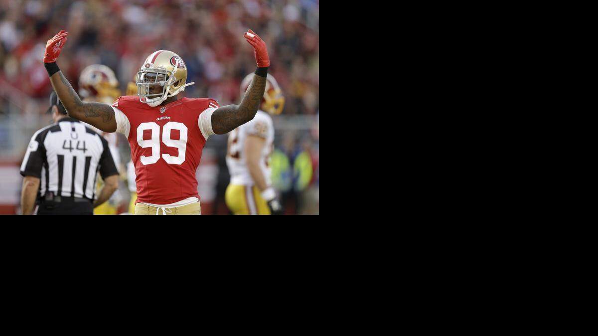 
San Francisco 49ers linebacker Aldon Smith (99) is scheduled to make a lot of money in the upcoming season, but the deal that pays him has some new twists.
