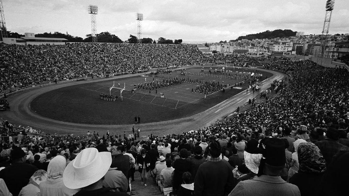 The stands were nearly full at Kezar Stadium in San Francisco, Calif., Dec. 31, 1965, just prior to the start of the annual Shrine East-West game. It was the 41st game played for the benefit of the Shriners hospital for crippled children.