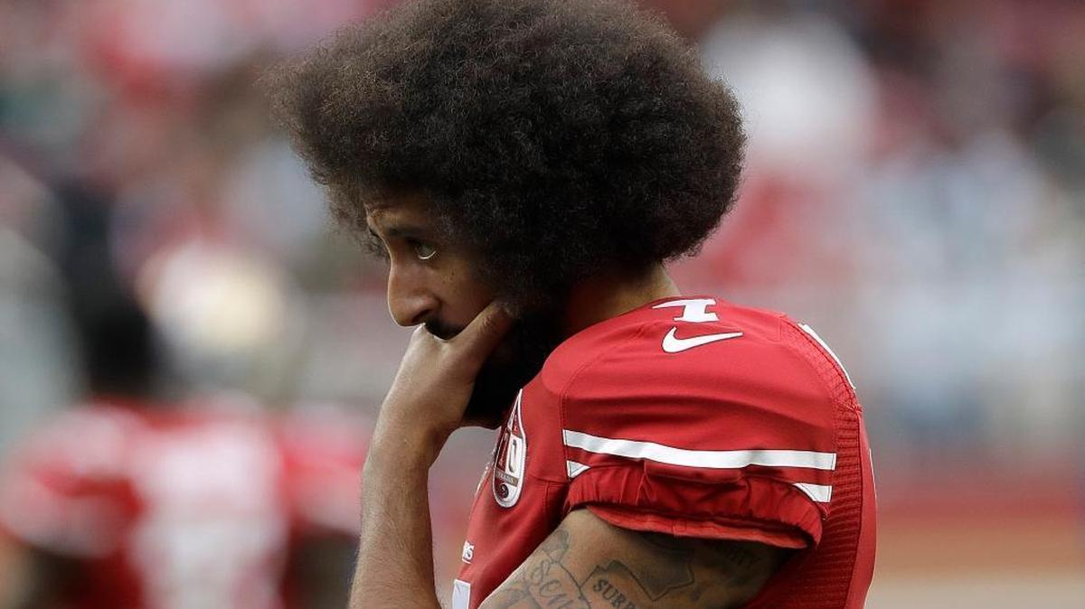 San Francisco 49ers quarterback Colin Kaepernick (7) stands on the sideline during the second half of an NFL football game against the New York Jets in Santa Clara, Calif., Sunday, Dec. 11, 2016.