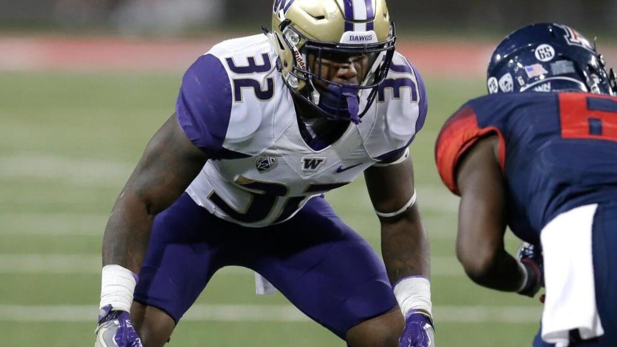 Washington defensive back Budda Baker (32) during the first half of an NCAA college football game against Arizona, Saturday, Sept. 24, 2016, in Tucson, Ariz.
