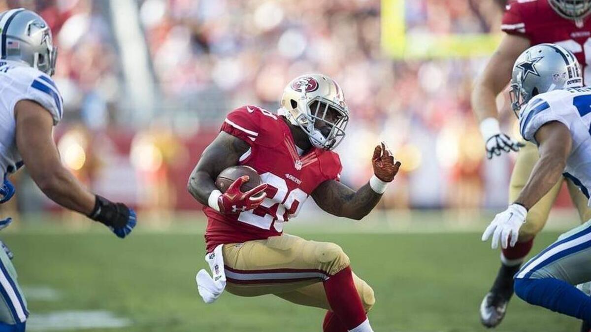 Running back Mike Davis is down to 205 pounds after playing at 217 as a 49ers rookie last year.