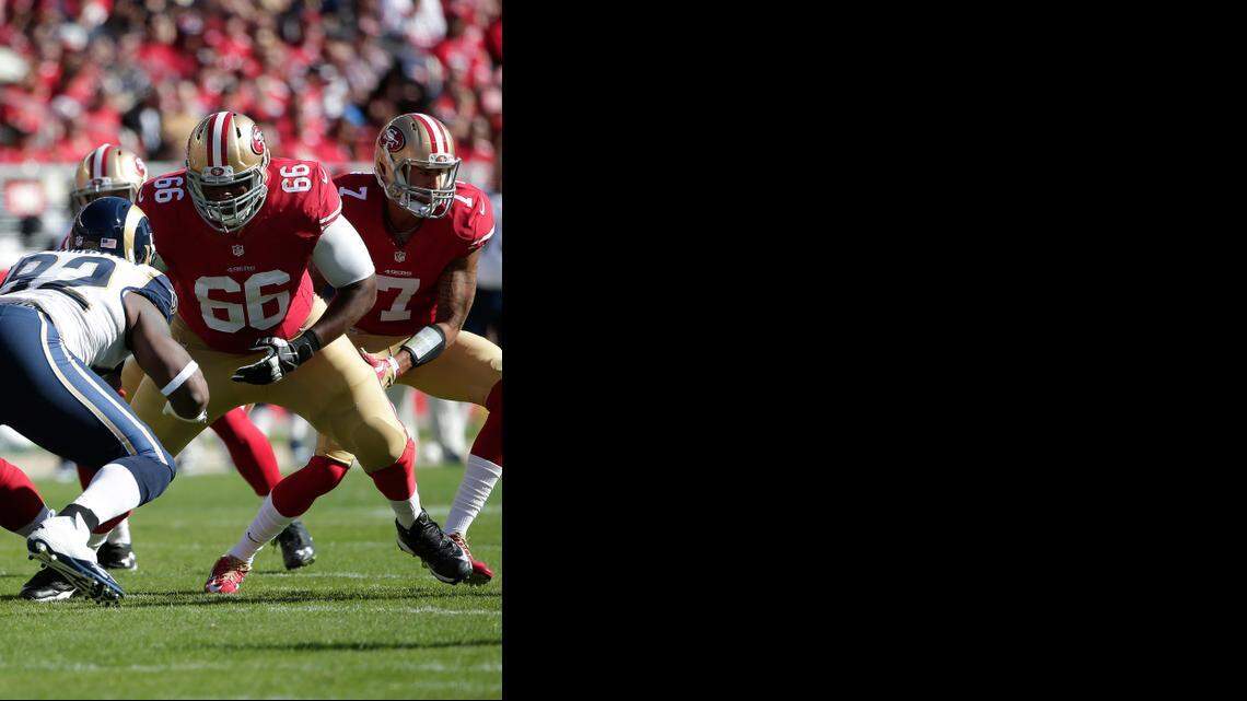 Center Marcus Martin, blocking against the Rams on Nov. 2 , showed poise on Sunday.