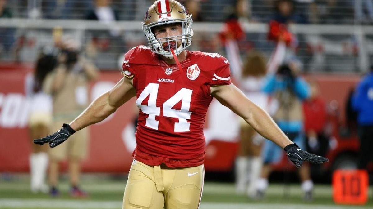 San Francisco 49ers linebacker Marcus Rush during the second half of an NFL preseason football game against the Green Bay Packers Friday, Aug. 26, 2016, in Santa Clara, Calif.