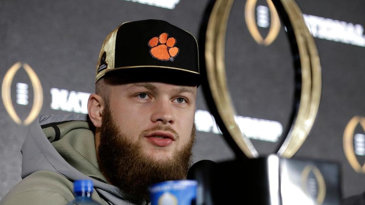 Clemson linebacker Ben Boulware answers a question during an NCAA college football news conference Tuesday, Jan. 10, 2017, in Tampa, Fla. Clemson defeated Alabama 35-31 in the College Football Playoff National Championship game the night before. Boulware was the defensive player of the game.
