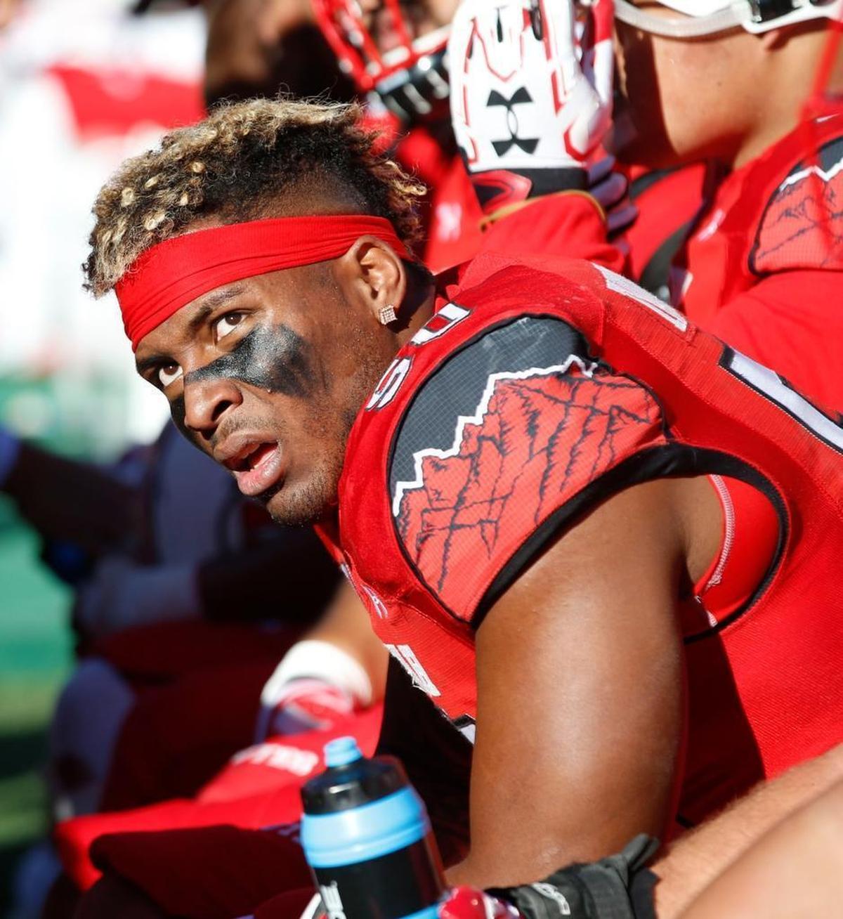Utah defensive end Pita Taumoepenu watches from the sidelines against Oregon on Nov. 19, 2016, in Salt Lake City. Oregon defeated Utah 30-28.