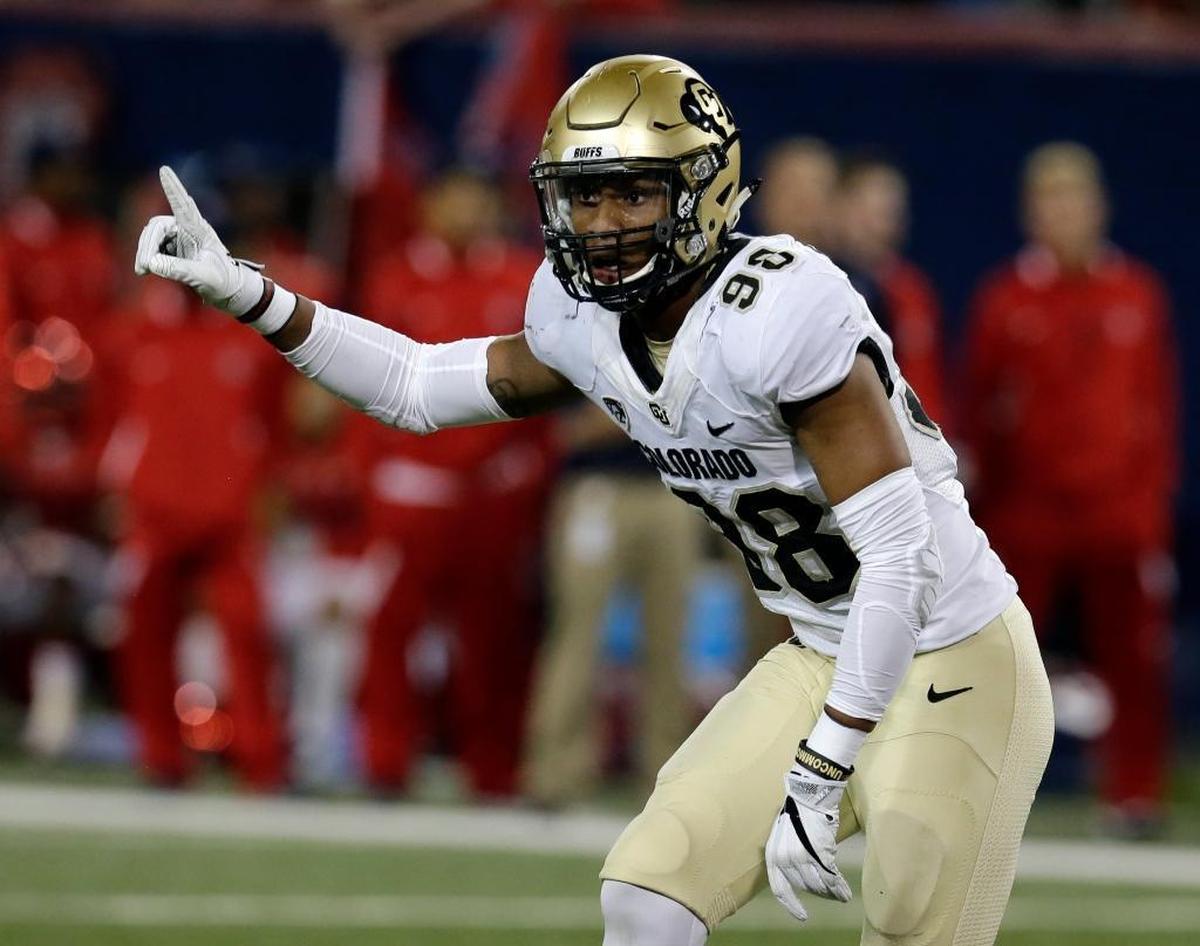 Colorado linebacker Jimmie Gilbert (98) during the first half of an NCAA college football game against Arizona, Saturday, Nov. 12, 2016, in Tucson, Ariz.