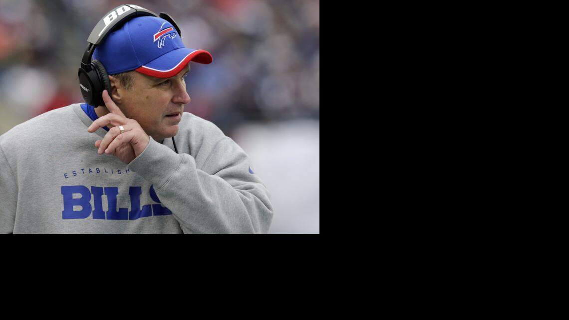 
FILE - In this Dec. 28, 2014, file photo, then-Buffalo Bills head coach Doug Marrone watches from the sideline during the first half of an NFL football game against the New England Patriots in Foxborough, Mass. The Jacksonville Jaguars hired the former Bills coach on Tuesday, Jan. 20, 2015, as assistant head coach and offensive line coach.
