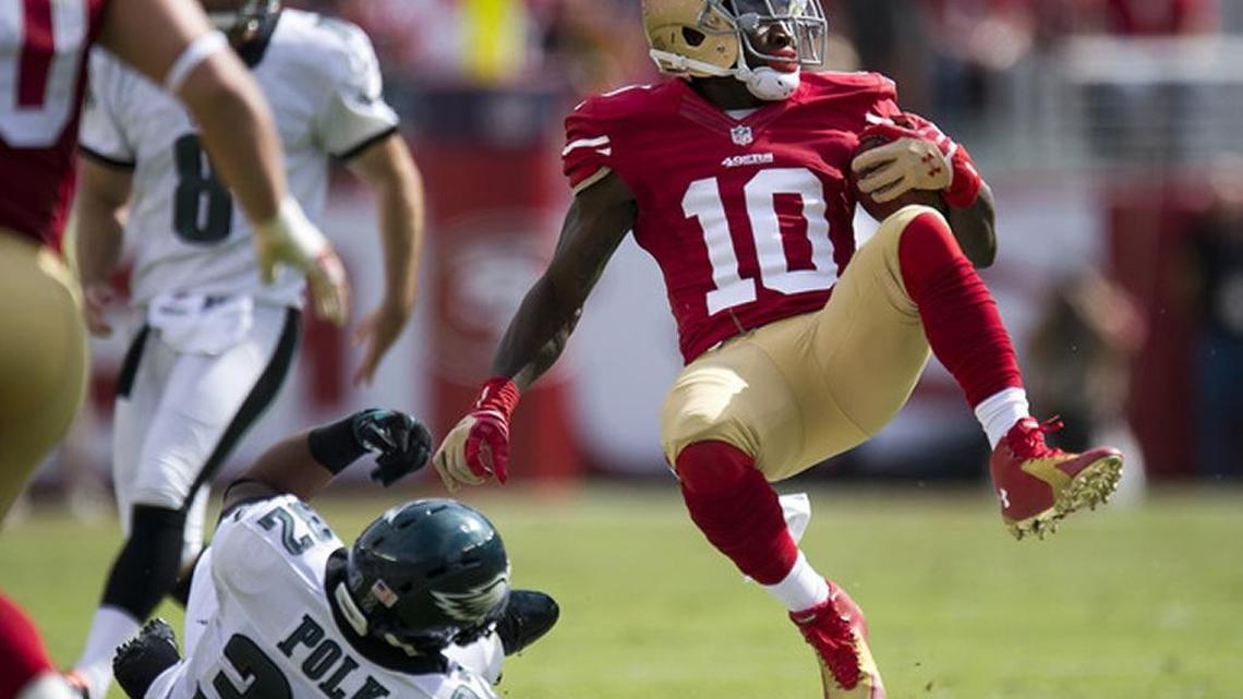 Chip Kelly said he was intrigued by receiver Bruce Ellington’s potential. The 49ers primarily used Ellington as a returner last season.