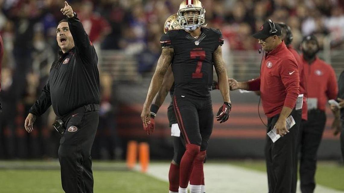 Jim Tomsula did not give Colin Kaepernick his normal backing Monday. He said he is evaluating everything, including the quarterback spot.