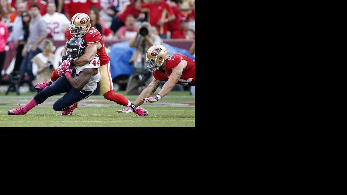 
Michael Wilhoite started 16 games for the 49ers last season but likely would be a backup this season.
