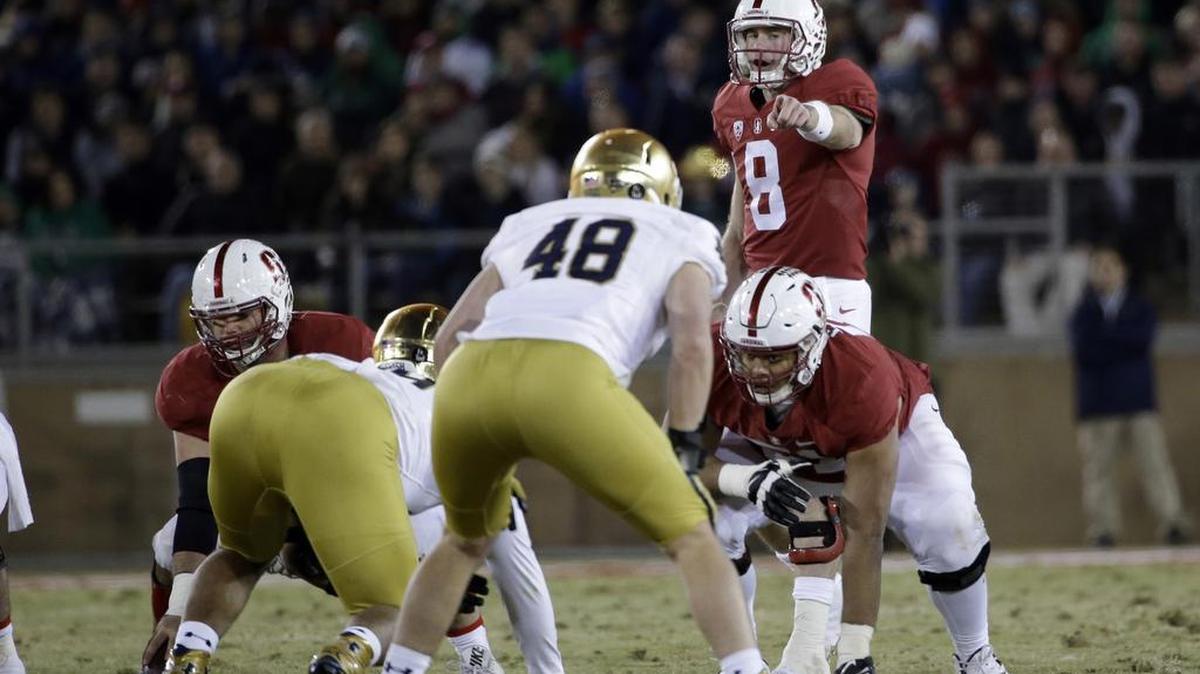 Stanford quarterback Kevin Hogan during an NCAA college football game against Notre Dame Saturday, Nov. 28, 2015, in Stanford, Calif.