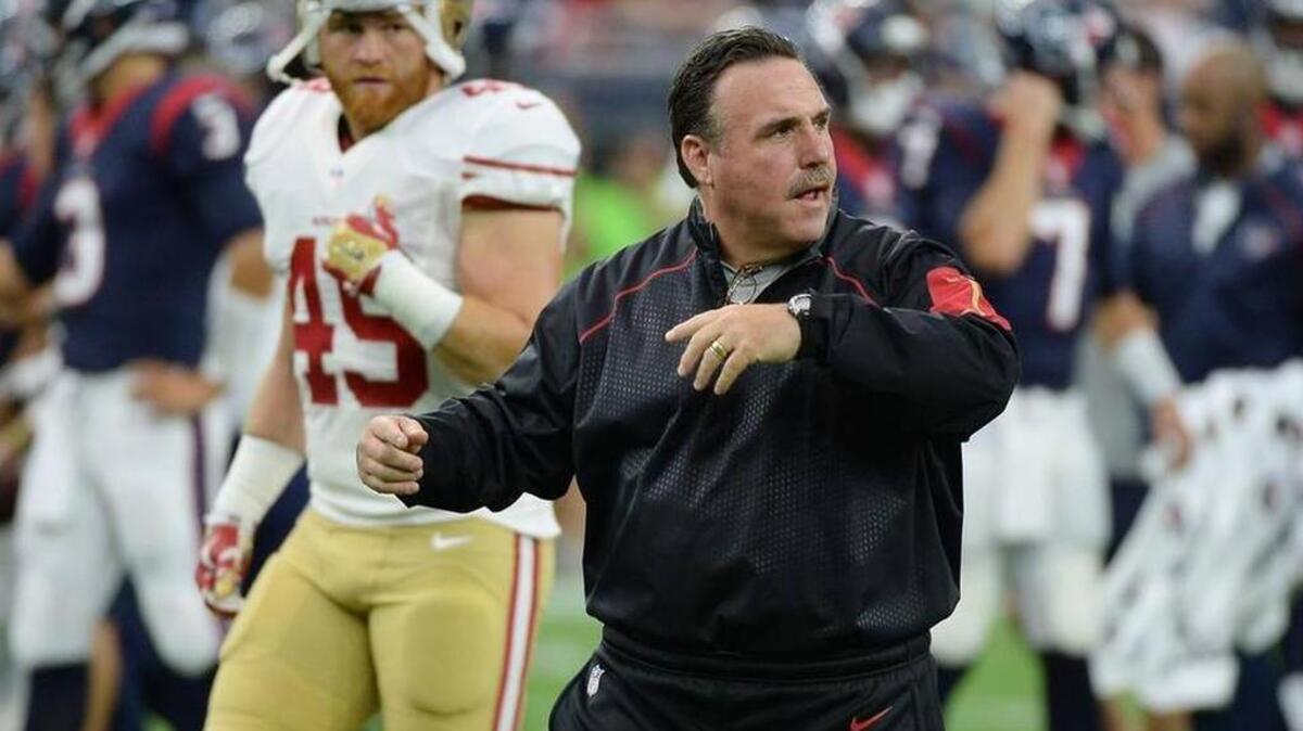 
49ers head coach Jim Tomsula during Saturday’s preseason opener in Houston.
