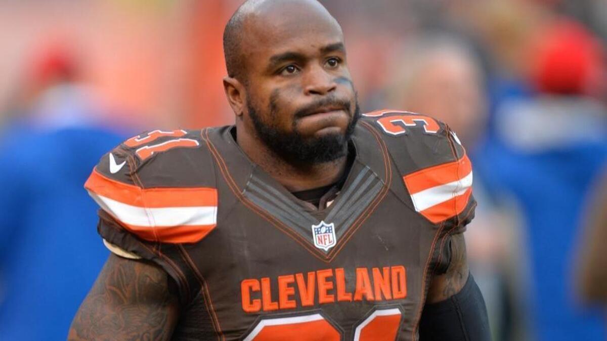 Cleveland Browns strong safety Donte Whitner walks off the field after an NFL football game against the Cincinnati Bengals Sunday, Dec. 6, 2015, in Cleveland. Cincinnati won 37-3.