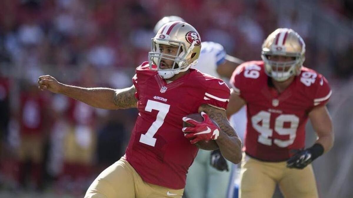 
Jim Tomsula on Monday reiterated his support of Colin Kaepernick and defended the way the 49ers are using him this season.

