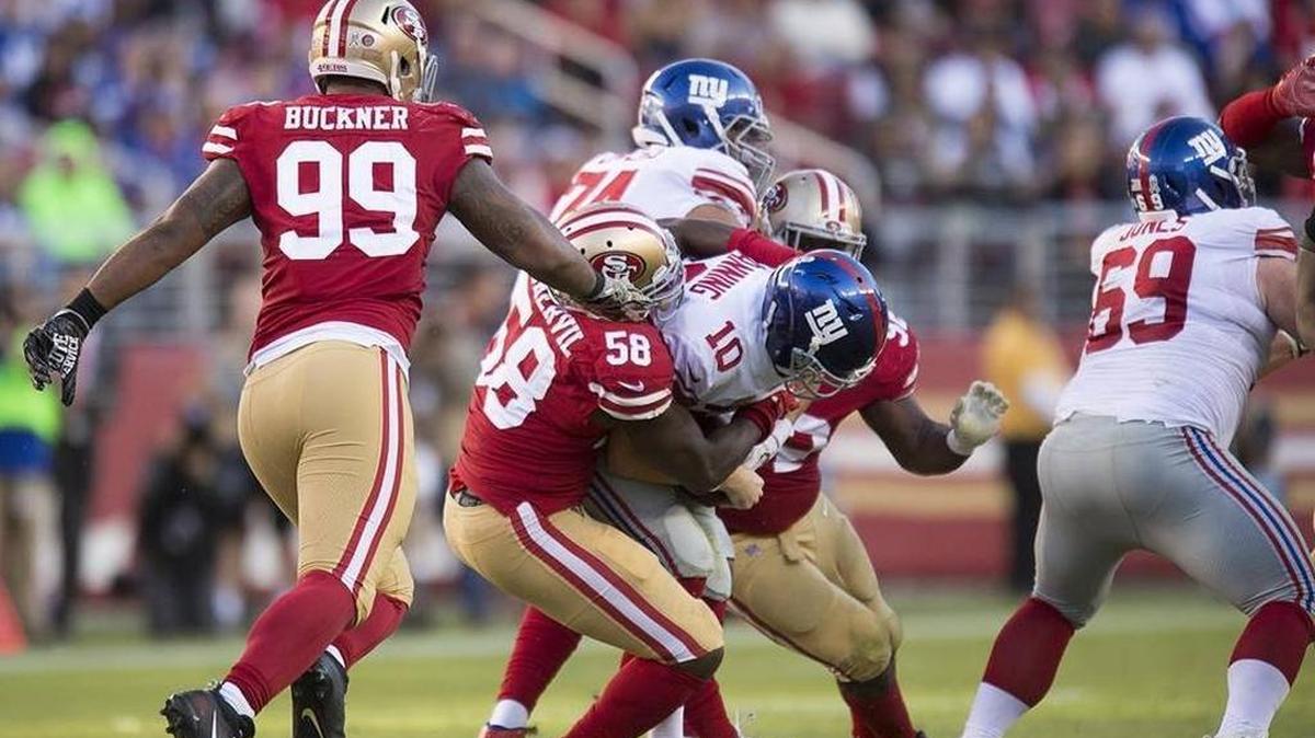 Elvis Dumervil led the San Francisco 49ers in sacks last season. He was due a bonus on March 13.