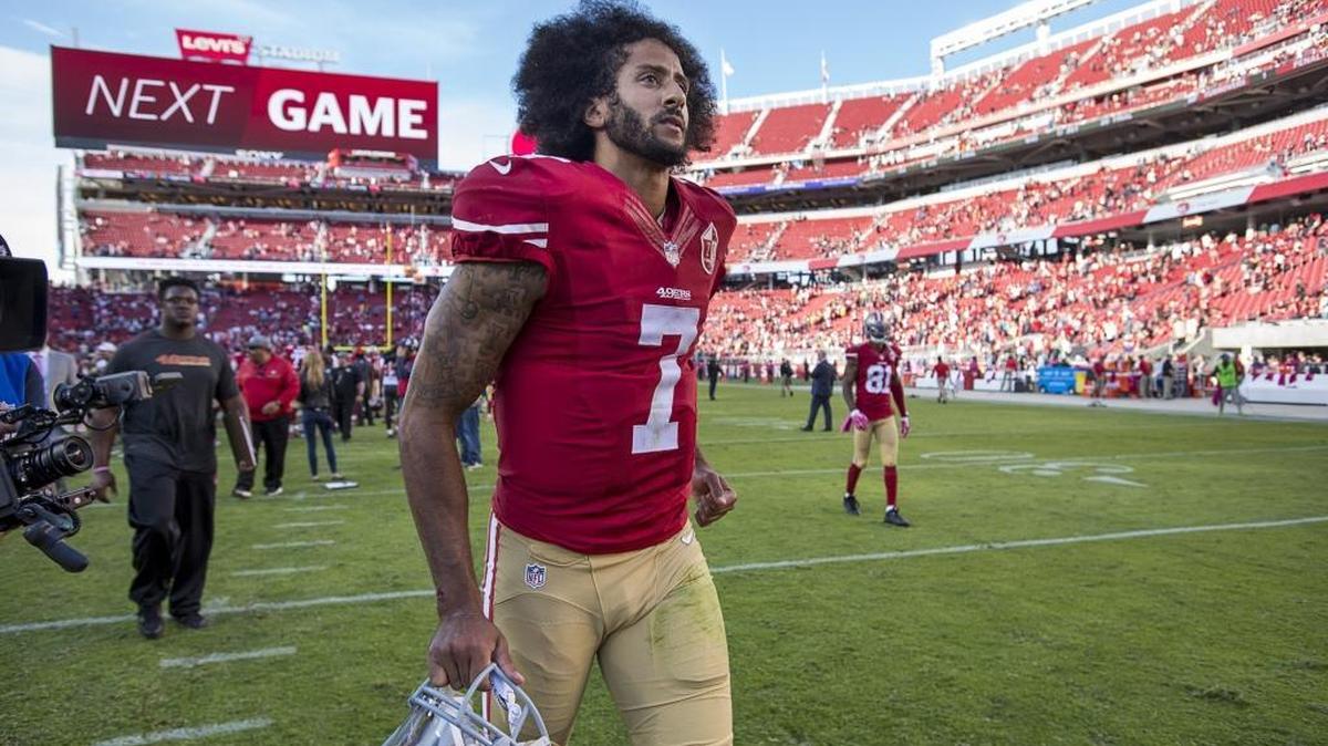 San Francisco 49ers quarterback Colin Kaepernick (7) walks off the field after the 34-17 loss to the Tampa Bay Buccaneers at Levi's Stadium on Oct. 23, 2016 in Santa Clara.