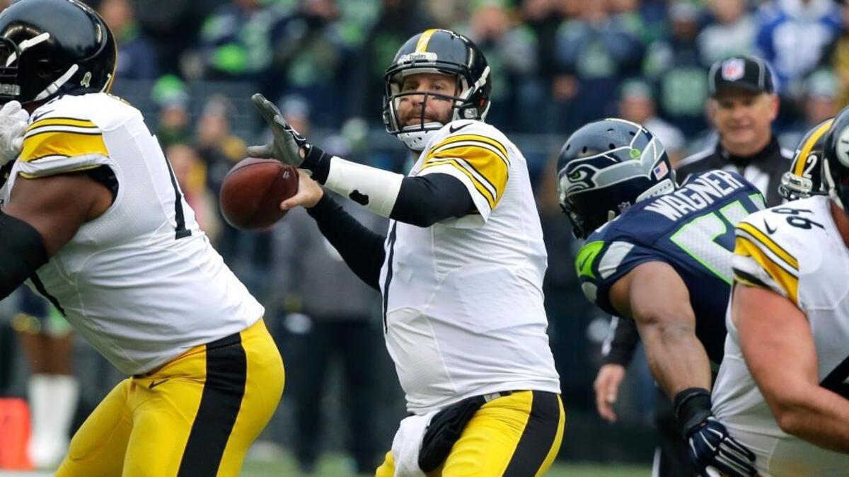 Pittsburgh Steelers quarterback Ben Roethlisberger passes against the Seattle Seahawks during an NFL football game, Sunday, Nov. 29, 2015, in Seattle. Roethlisberger threw for 456 yards and a touchdown.