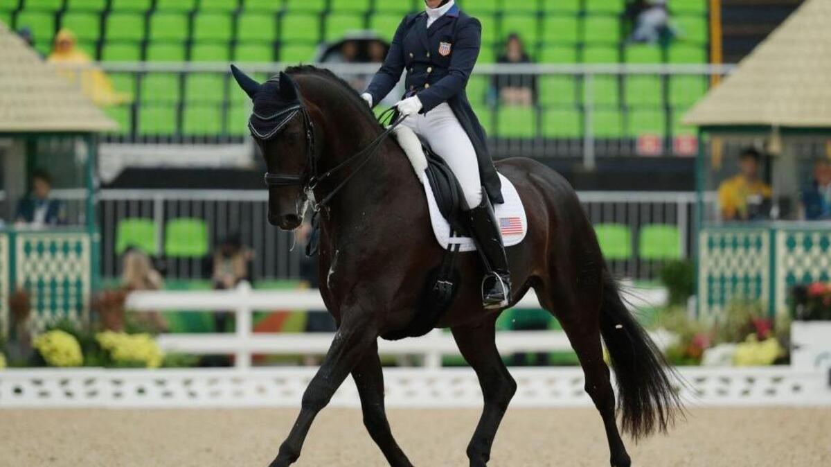 Kasey Perry of Orangevale competes in the equestrian dressage competition at the 2016 Summer Olympics in Rio de Janeiro, Brazil, Wednesday, Aug. 10, 2016. She will ride in the team final Friday.